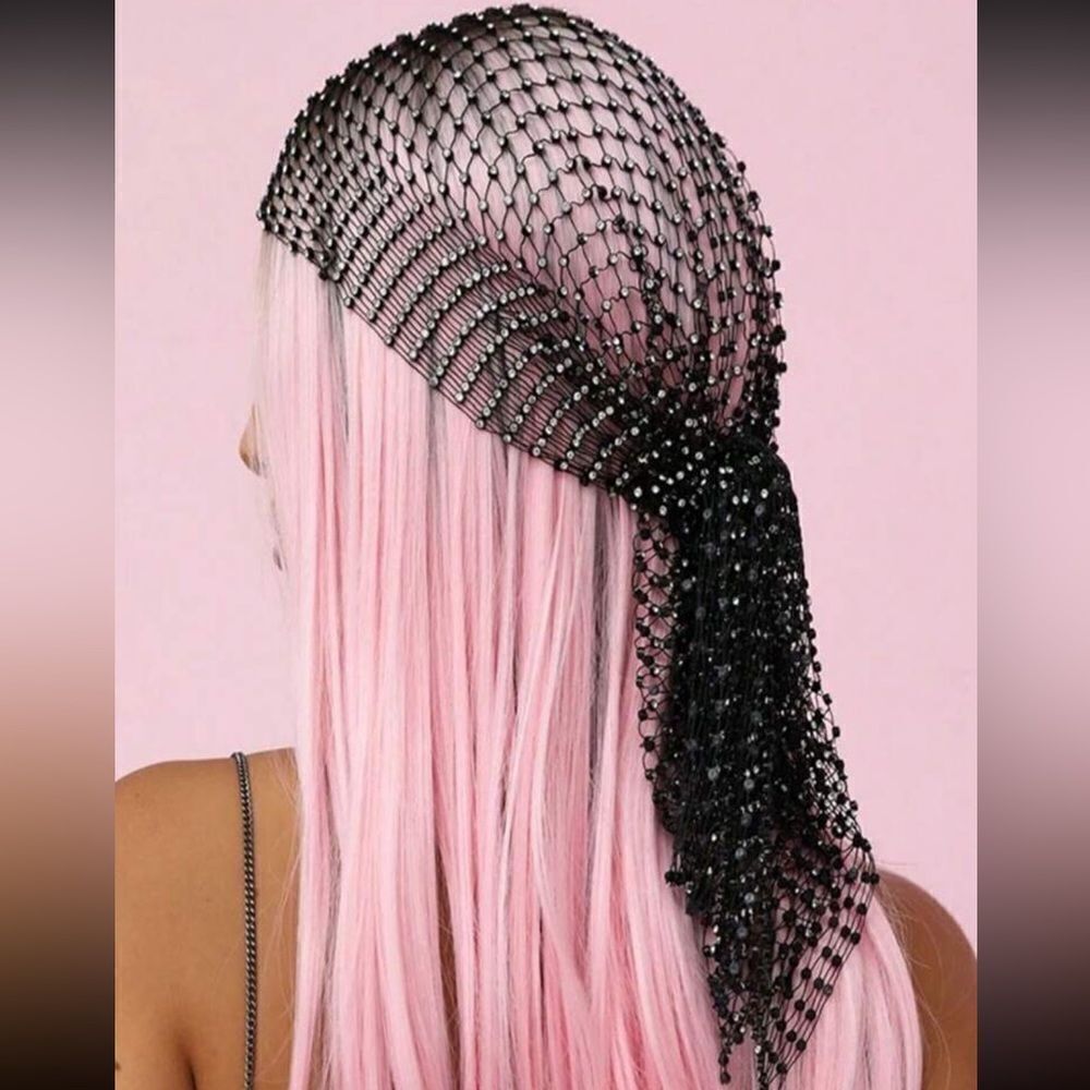 Black Mesh Headscarf P25